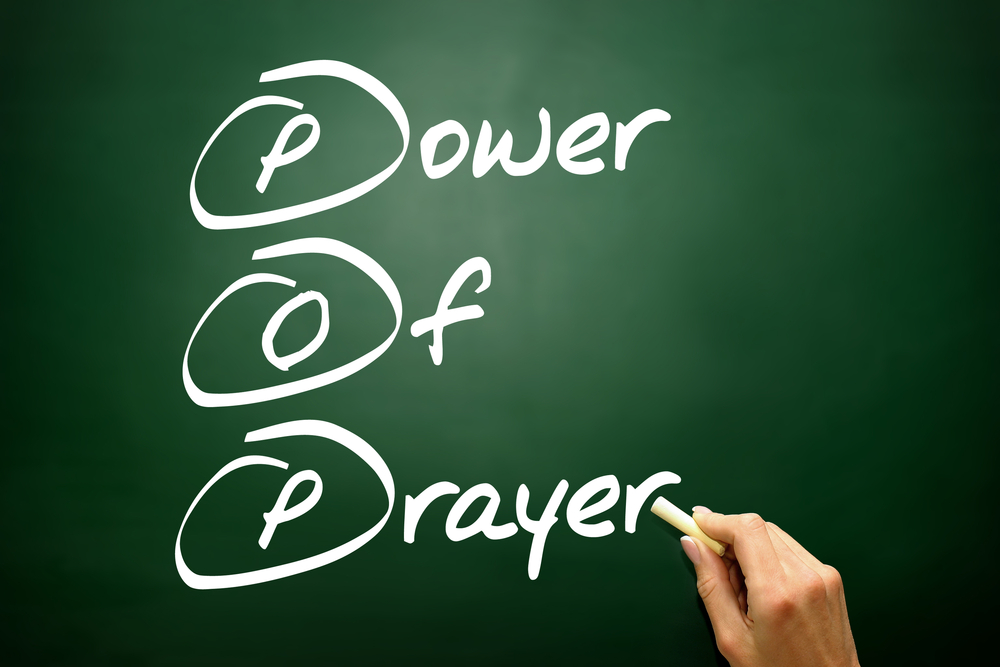 Hand drawn Power Of Prayer (POP), business concept on blackboard